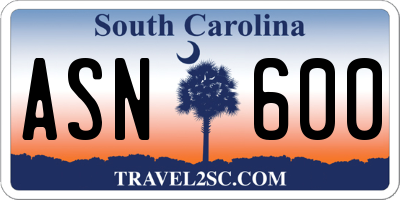 SC license plate ASN600