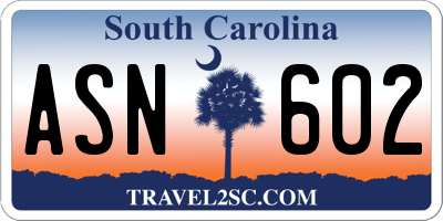 SC license plate ASN602