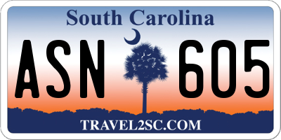 SC license plate ASN605