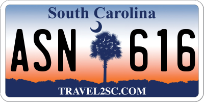 SC license plate ASN616