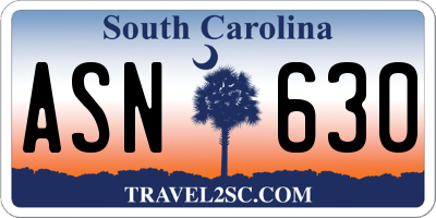 SC license plate ASN630
