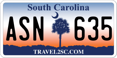 SC license plate ASN635