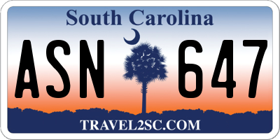 SC license plate ASN647