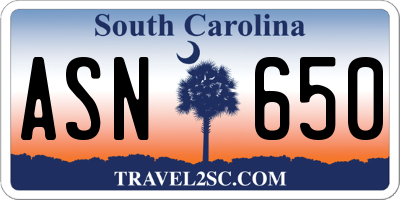 SC license plate ASN650