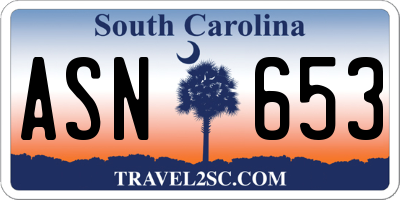 SC license plate ASN653