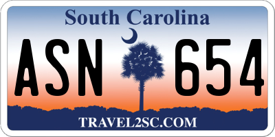 SC license plate ASN654