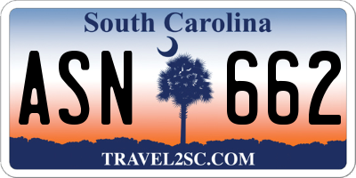 SC license plate ASN662