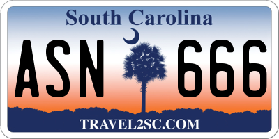 SC license plate ASN666