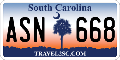 SC license plate ASN668