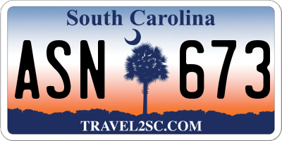 SC license plate ASN673