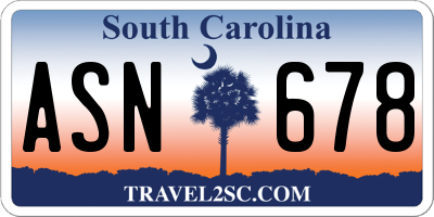 SC license plate ASN678