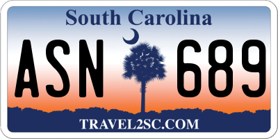 SC license plate ASN689