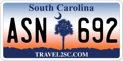 SC license plate ASN692