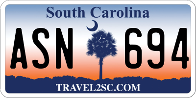 SC license plate ASN694
