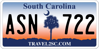 SC license plate ASN722