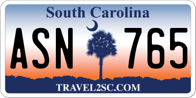 SC license plate ASN765