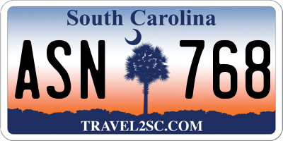 SC license plate ASN768