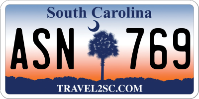 SC license plate ASN769