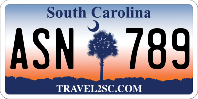 SC license plate ASN789