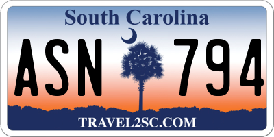 SC license plate ASN794