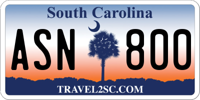 SC license plate ASN800