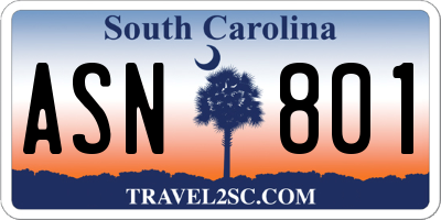 SC license plate ASN801