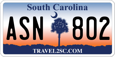 SC license plate ASN802