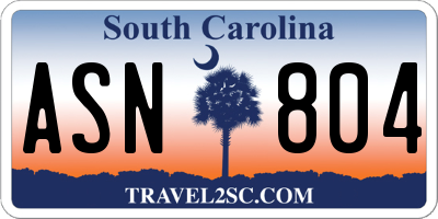SC license plate ASN804