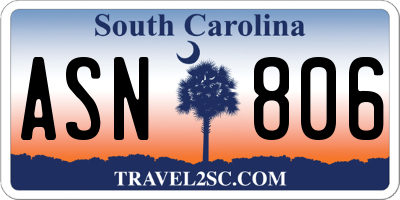 SC license plate ASN806