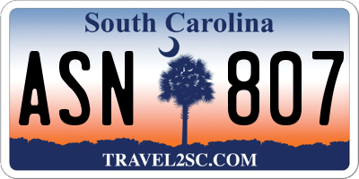SC license plate ASN807