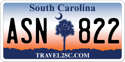 SC license plate ASN822
