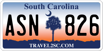 SC license plate ASN826