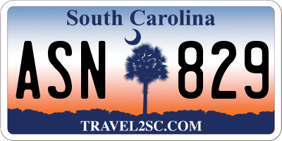 SC license plate ASN829