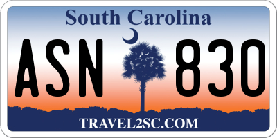 SC license plate ASN830