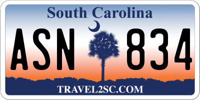 SC license plate ASN834