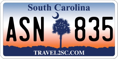 SC license plate ASN835