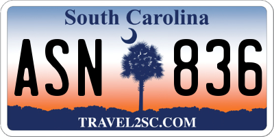 SC license plate ASN836