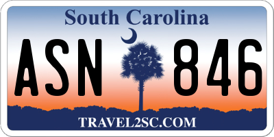 SC license plate ASN846