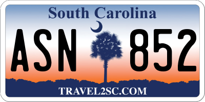 SC license plate ASN852
