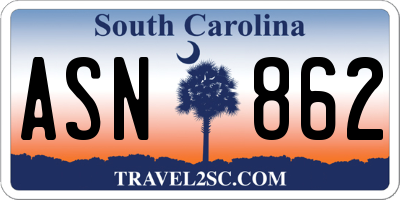 SC license plate ASN862