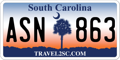 SC license plate ASN863