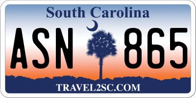 SC license plate ASN865