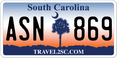 SC license plate ASN869