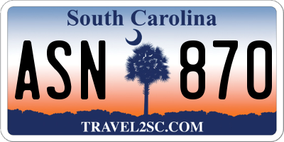 SC license plate ASN870
