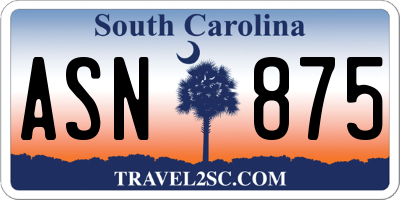 SC license plate ASN875
