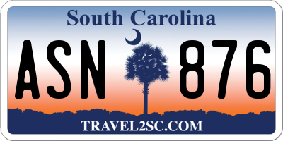 SC license plate ASN876