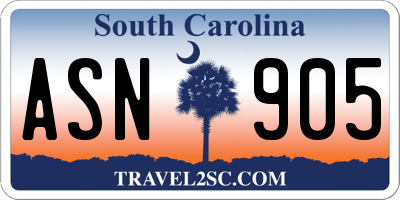 SC license plate ASN905