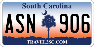 SC license plate ASN906