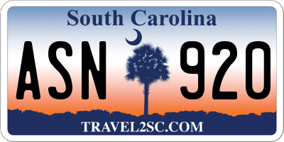 SC license plate ASN920