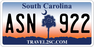 SC license plate ASN922